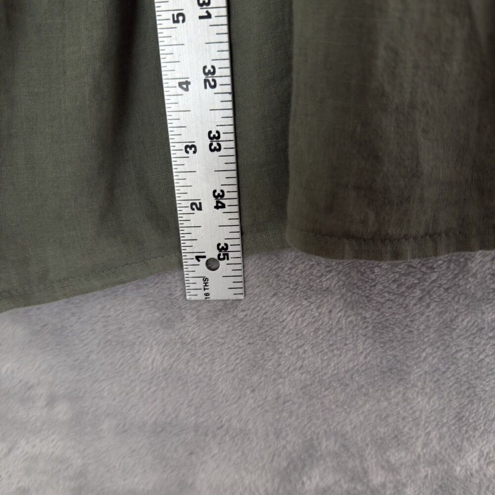 Bellambra Linen Cotton Dress Womens L Army Green Sleeveless Italy Lagenlook - Picture 4 of 11